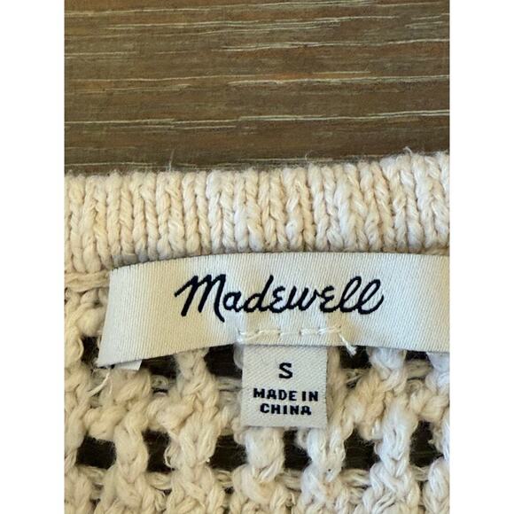 MADEWELL Ivory Knit Ruffle Sweater 100% Cotton Top Shirt Women size S Boho - Picture 5 of 8